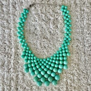 Vintage Collier Bib Aqua Bead Necklace